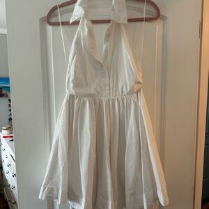 Chic White Halter Mini Dress